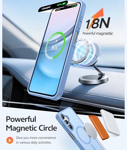 Image of FNTCASE for Galaxy A15 5G Phone Case: [Compatible with Magsafe] [Screen Protector] Matte Translucent Military-Grade Protection for Samsung A15 Cover - Light Blue