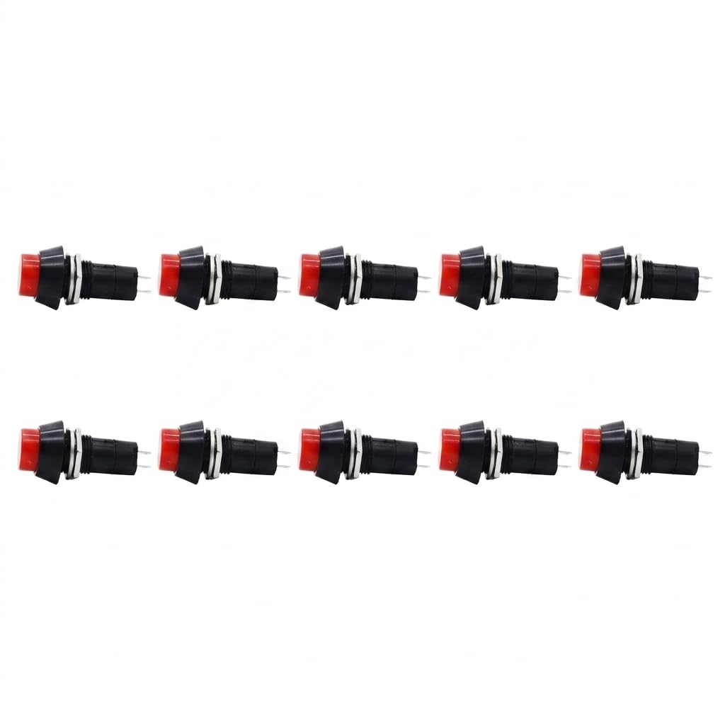 PACK OF 10 Push Button 2-Pin Self-Locking SPST RED On-Off Switch-image-11