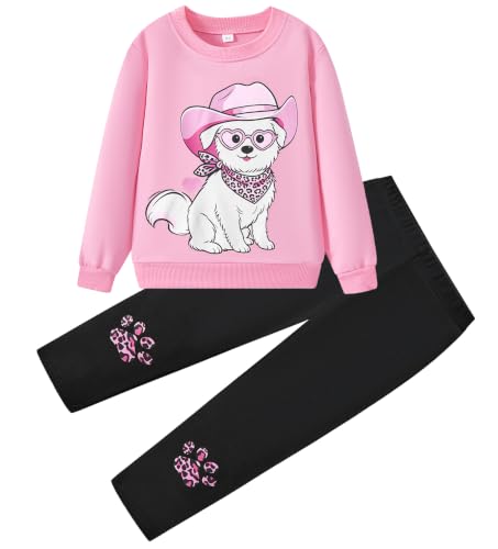 Image of Little Girls Outfits 2 Piece Toddler Long Sleeve Sweatshirt Leggings Pants Fall Winter Clothing Set 2-10 Years