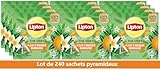 Lipton Thé Vert à la Fleur d'Oranger et Mandarine, 240 Sachets Pyramidaux, 100% Ingrédients Naturels