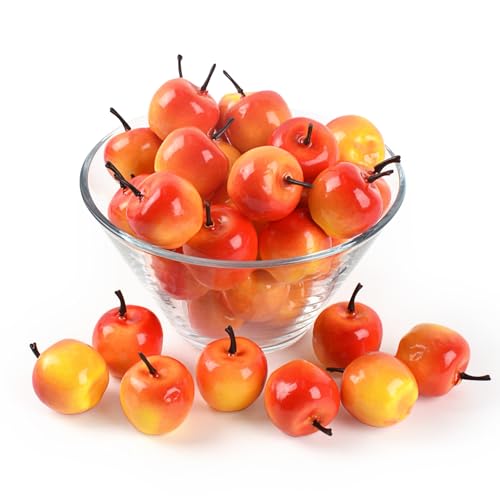 Luckforest Mini Artificial Apples, 40 Pcs Lifelike Simulation Small Apples Fake Fruits for Home Kitchen Table Basket Christmas Tree Decor Photography Props