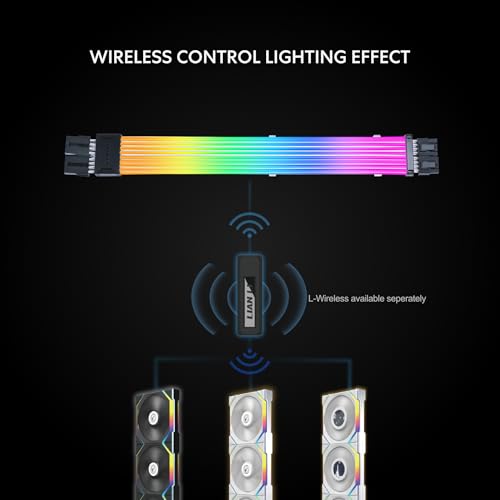 Image of Lian Li Strimer Wireless 8-Pin GPU RGB Power Extension Cable, 2.4GHz Wireless Lighting Control, 382mm (15.03 in) 8 Light Guides, Controller Required (Not Included) (PW8-1W)