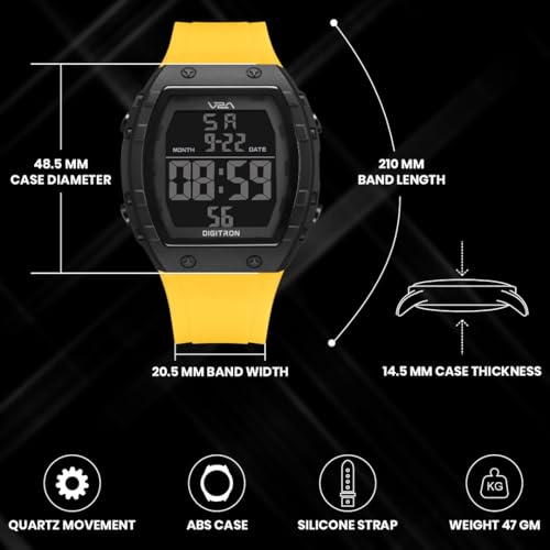 Image of V2A Digitron 2209 Tonneau Design Digital Sports Watch for Men & Boys | Alarm, Stopwatch, 12 /24H | 3 ATM Water Resistant | Luminous Display | | Sports, Fitness, Outdoor & Training| Gifts for Men & Boys