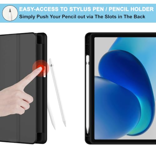 Image of CEDO Smart Case for Redmi Pad 2 (11 in) Tri-Fold Flip Folio Cover | Pencil Holder | Auto Wake-Up /Sleep Mode | Multi View Angles Stand TPU Backcover (Black)