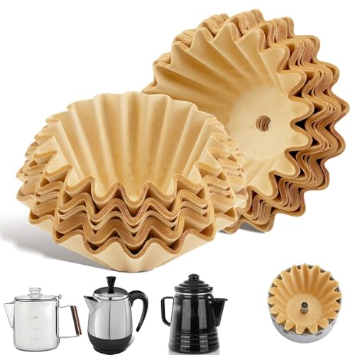 150 Stück Kaffeefilter, kompatibel mit Farberware Kaffee-Perkolator, perforiertes, ungebleichtes Filterpapier für Farberware 4 Tassen, Coletti 6 Tassen, Petromax 1,3 Liter