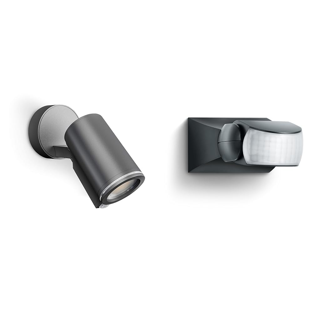 Steinel LED Strahler Spot ONE S Anthrazit, 90° Bewegungsmelder, IS 1 Schwarz, für Innen und Außen, 120°