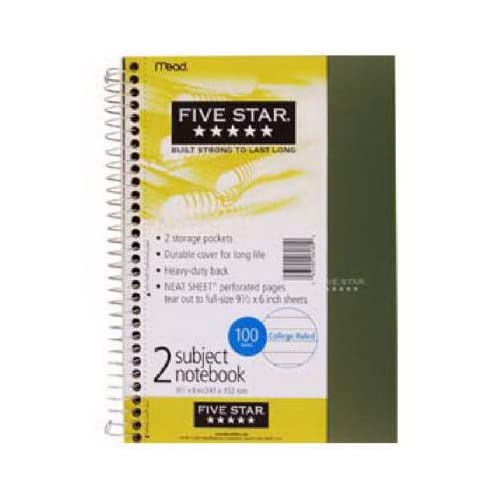 2-Subject Wire-Bound Notebook, 9.5 X 6-In., 100-Ct. #TOP1