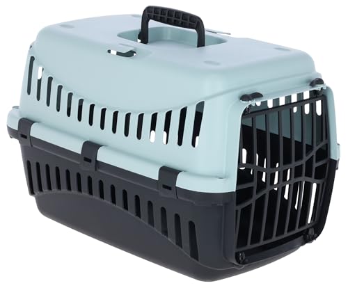 Kerbl Pet Transportbox Expedion, Transportmöglichkeit für Katzen/Hunde/Kleintiere, Kunststoff, Blau|Schwarz, 45x30x30 cm