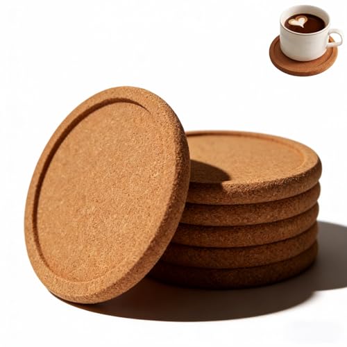 6-Pack Absorbent Cork Beverage Coasters