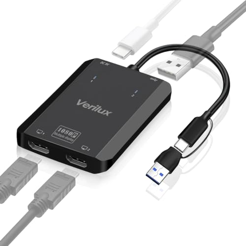 Image of ZORBES 2 in 1 USB to HDMI Adapter Dual HDMI Adapter 1920x1080P@60Hz HD Pixel Converter USB 3.0 HD Video Connection Adapter Universal HDMI Adapte for Laptops, Monitor, Phone, Tablet