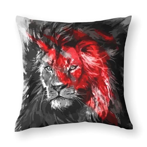 クッションカバー 抱き枕カバー インテリア 飾り レトロ ライオン 赤い爪マーク 枕カバー 装飾枕カバー 座布団カバー おしゃれ 部屋飾り ソファ背当て 寝室 車用 16"x16"