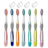 ALAZCO Value Set of 7 Tooth Brush Medium Bristles Toothbrush Comfort Hold Soft Silicone Non-Slip & Ergonomic Includes 4 Ventilated Covers Easy...