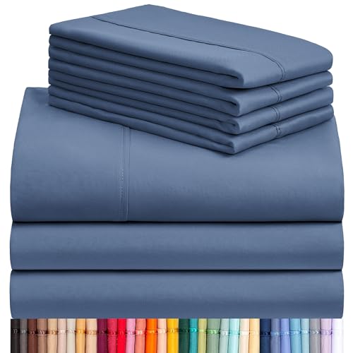 Image of LuxClub 7 PC Split King Sheet Set, Breathable Luxury Bed Sheets, Deep Pockets 18 inch Eco Friendly Wrinkle Free Cooling Sheets Machine Washable Hotel Bedding Silky Soft - Oxford Split King