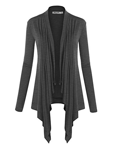 Image of Lock and Love Women's Draped Open Front Cardigan - Lightweight Long Sleeve Asymmetrical Hem Soft Casual Duster Cover Up