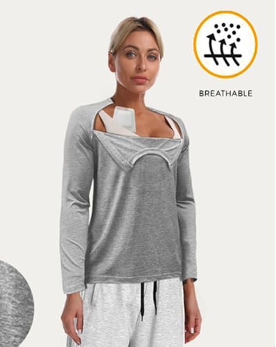 Chemo Shirt for Port Access Women Chemotherapy Chest Port Access Long Sleeve Shirt Men Side Zippers Full Open Chemo Clothing4