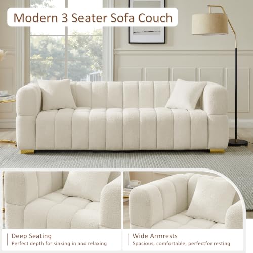 2 Piece Cream Cloud Sofa and Accent Chair Set for Cozy Modern Homes - Image 3