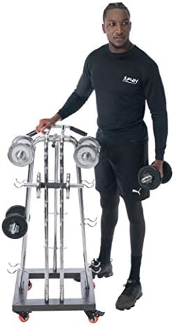 FIT4HOME Dumbbell Rack Stand - Heavy Duty Weight Storage Tree for Home Gym with 32 Shelf Holders and Roller Transportation Wheels - 200KG Load Capacity | TF-7512