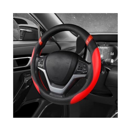 Image of Car Steering Wheel Cover, 15 Inch Premium Leather Breathable Non-Slip Wheels Wrap, Universal Auto Comfortable Steering Wheel Protector for SUV Truck Van, Car Accessories (Red)