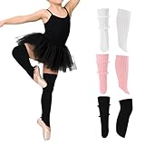 Fukaisu 3 Paar Ballett-Beinstulpen, Erhältlich in Drei Farben mit Fußwärmern Geeignet für Mädchen Teenager Kleinkinder Tanz und Yoga