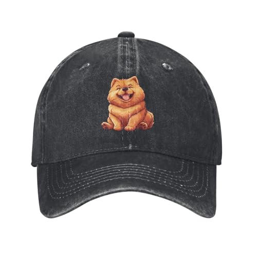 Chow Chow Dog Cartoon Distressed Denim Ball Cap Retro Cool for Ev...