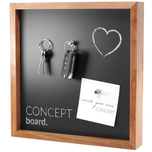 PERQS® Concept Tableau magnétique, tableau à craie et tableau à clés, polyvalent, avec cadre en bois d'acacia élégant certifié FSC®, utilisable comme tableau d'affichage, tableau mémo