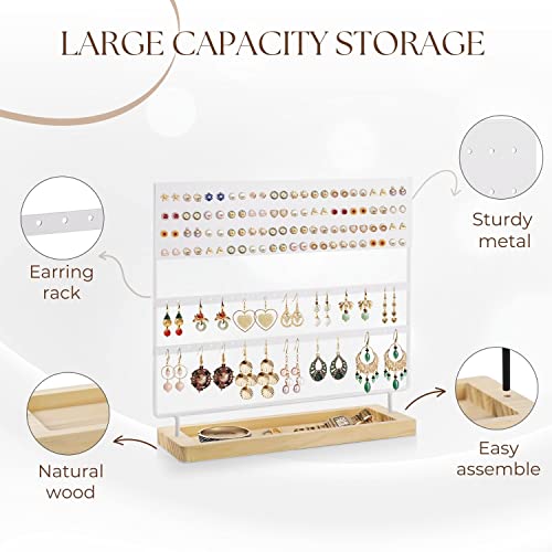 Flexzion Earring Holder Organizer, Earring Hanger Rack Display Stand, Metal Jewelry Tower, Dangle and Hoop Earring Stand - Image 4