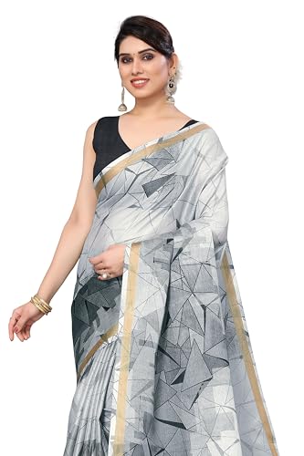 Image of MIRCHI FASHION Saree for Woman Cotton Blend Geometric Printed | Polished Professional Office Wear and Regular Daily Sari with Blouse Piece