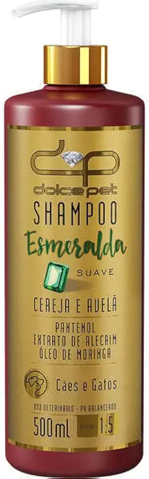 Shampoo Dolce Pet Esmeralda Suave Cereja e Avelã para Cães e Gatos