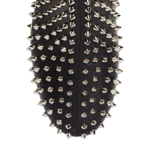 FSJ Women Spikes Ankle Boots Round Toe Block Low Heel Studded Side Zipper Rivets Bootie Fashion Party Outfits Dress Shoes Size 4-16 US2