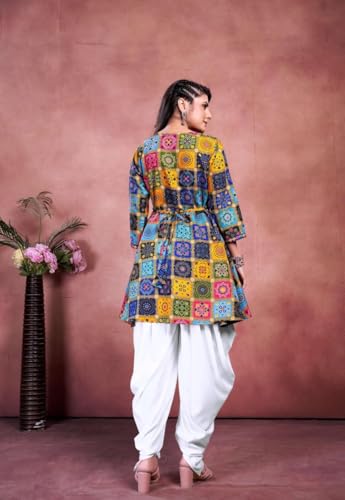 Image of Floral Print Cotton Kurta and Dhoti Set for Women Designer