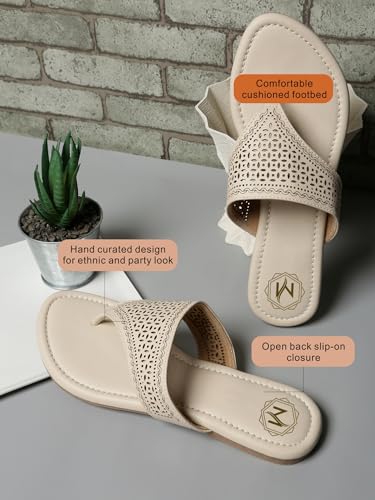 Image of MYRA Women's Comfortable Flat Chappal | Laser-cut Party Style Women Flat Chappal - MS1548C