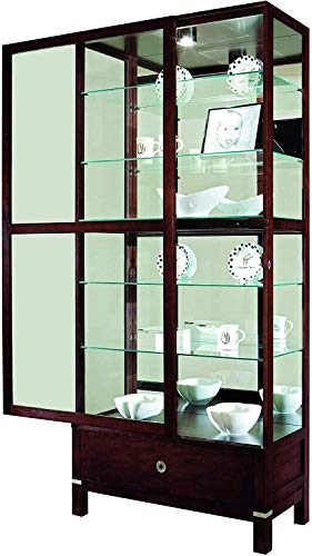 Howard Miller Williamson Curio Cabinet 680-515 – Espresso Finish Home Decor, Full-Extension Drawer, Five Glass Shelves, Six Level Display Case, Locking Slide Door, Halogen Light #TOP1