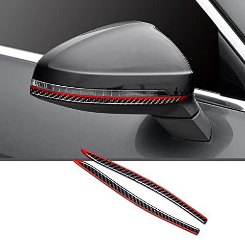 2pcs,Rear View Mirror Trim Sticker,Carbon Fiber Rearview Mirror Protector Anti-rub Strip Sticker Anti-Collision Strip for Audi A4 A5 2017-2021 RS5 S4 S5 2018-2021 Accessories (Version A, Black+Red)