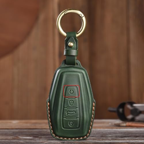 Funda de cuero para llave inteligente Geely Coolray con llavero protector verde