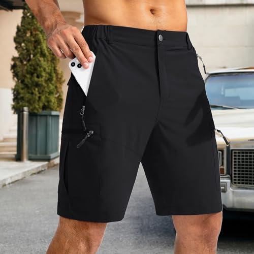 Shorts clásicos cargo para hombre con bolsillos con cierre miniatura 3