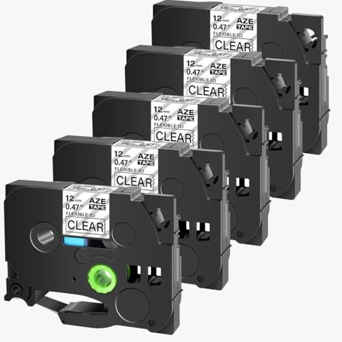 3pk 10pk�t���L�V�u��ID���~�l�[�g�e�[�v12mm���̍���tz tze-fx231 fx631 fx131 for pt-1000 pt-e500���x�����[�J�[(5PK Black on Clear)