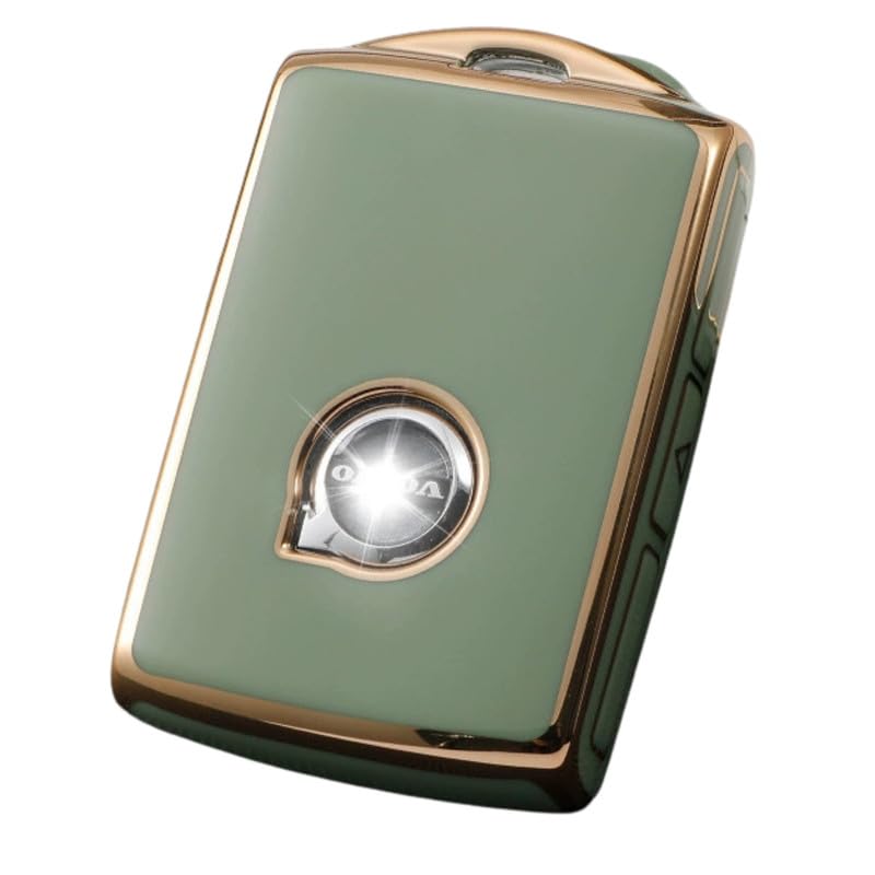 Honmin® TPU Key Compatible with Volvo XC60 XC90 S60 S90 V60 V90 XC40 | Gold Edge Protective Shell with Buckle | Stylish & Durable Car Key Case | Green