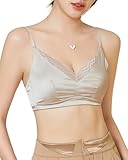 FEELITS Real Mulberry Silk Bralette, Luxury 22 Momme Silk Full-Coverage Wire-Free Bra for Women, Sexy & Ultra Comfortable