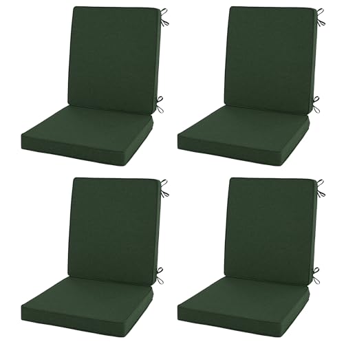 Image of Outdoor Chair Cushions, Water-Resistant & Fade-Resistant, Patio Furniture Lawn Dining Chair Seat Replacement with Mid Back, Ties Zipper, Removable Cover, 18 x 16.5 Inch, Set of 4, Olive Green