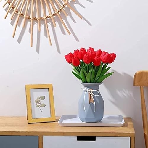 Image of CosaCentrum Beautiful Decorative Artificial Tulip Flower Bunches for Home decor (Red, Pack of 11)