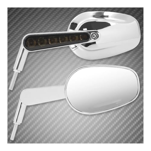 Espejos de moto universales con luces de giro laterales para rutas largas en Touring y Sportster