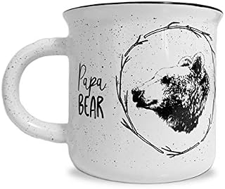 Papa Bear White Ceramic Campfire 14 ounce Coffee Mug - Perfect for Him