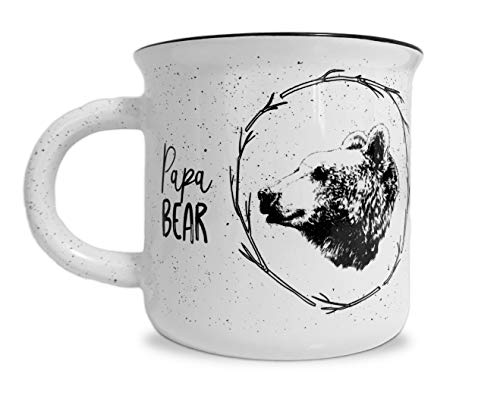 Papa Bear White Ceramic Campfire 14 ounce Coffee Mug - Perfect for Him