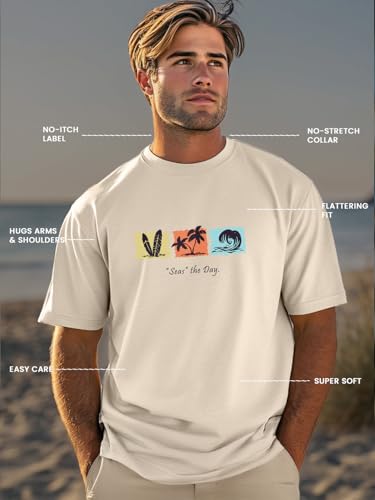 Image of Nobero Men's Regular Graphic Printed T-Shirt for Men | Soft Cotton | Classic Fit | Printed Casual Tshirt for Men