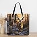 Deers Picture Leather Handbags, Fashion PU Leather Tote Bag, Extra Large Capacity Shoulder Bag, Multi-Pattern Printed Shopper, Reusable Durable Travel Work Bag, for Women Men