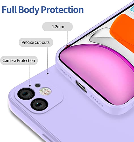 Image of VONZEE Square Candy Liquid Silicone iPhone Case Cover for iPhone 12 Mini, All Cube Series with Microfiber Lining Compatible iPhone 12 Mini (5.4 inch) (iPhone 12 MINI, Lavender)