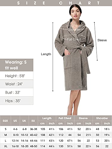 Sioro Knee Length Robes For Women Terry Cotton Bathrobe Hooded Full Length Towel Bed Robe Spa Hotel Shower Bath Soft Housecoat,White,X-Large #TOP5