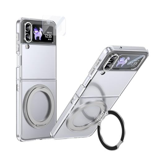Coque Samsung Z Flip 3 antichoc de qualité militaire avec anneau 360 argent