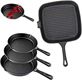 Sartenes de Hierro Fundido,5 Piezas Multifuncional Sartén para Freír,Sartenes Antiadherente Freír,Sarten Hierro...