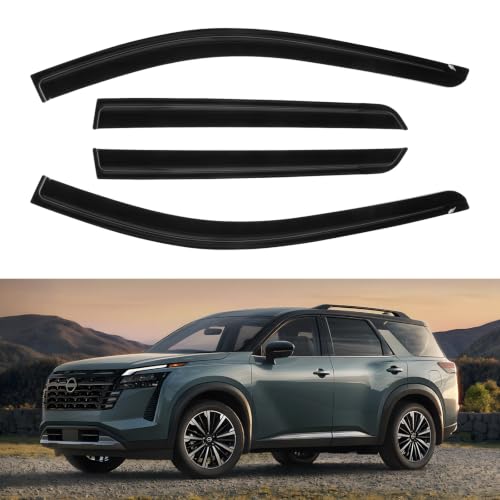 Image of Pathfinder Rain Guards - Window Visors for Nissan Pathfinder 2022-2026, Out-Channel Side Window Rain Guards for Pathfinder Accessories, 4PCS, Black, Car Accessories